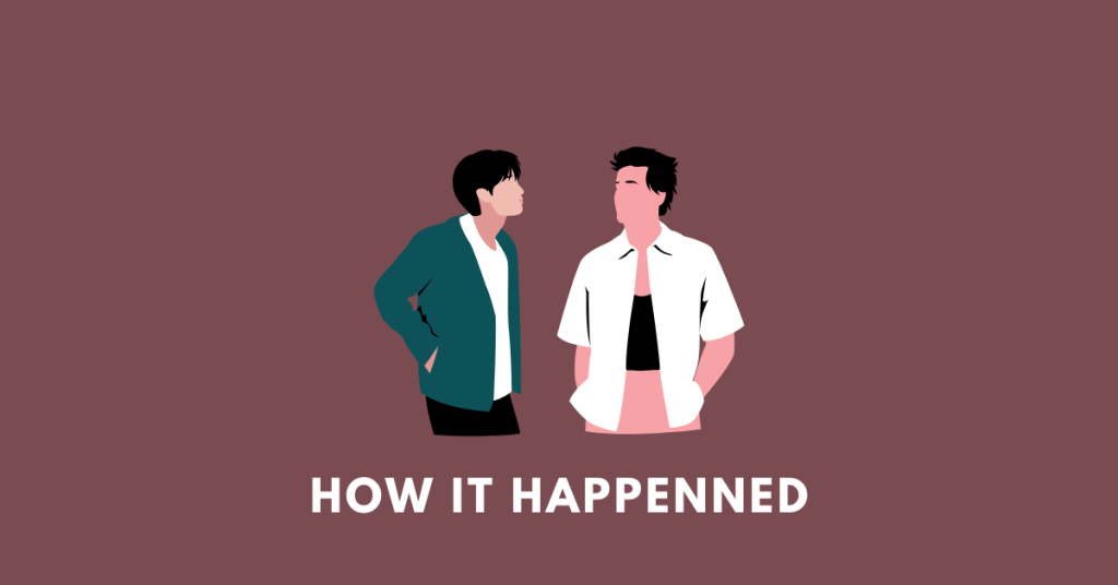 two man talking, illustrating the story how it happened