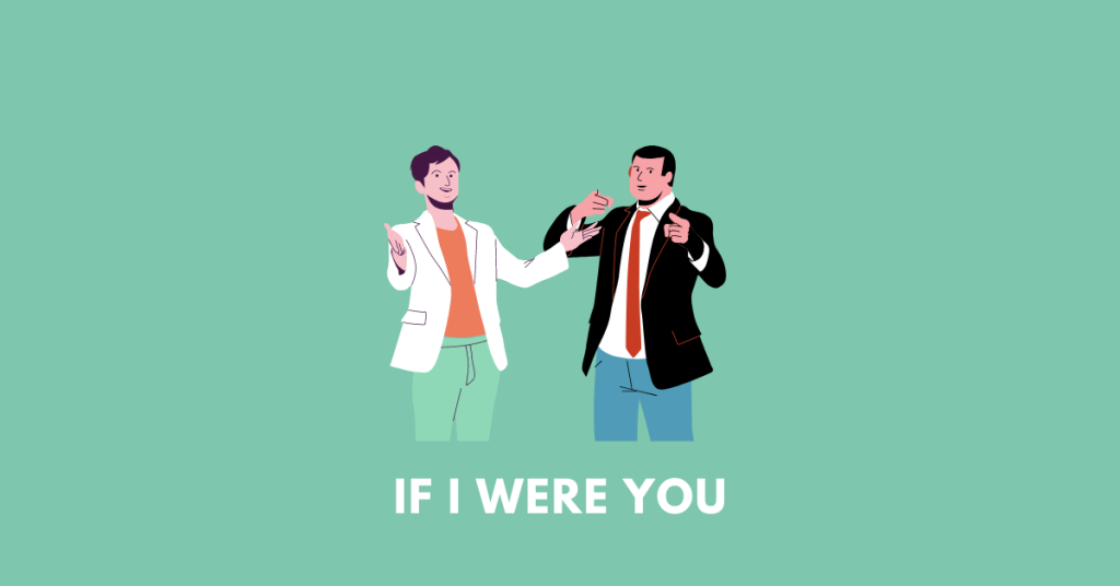 two men talking, illustrating the play if i were you